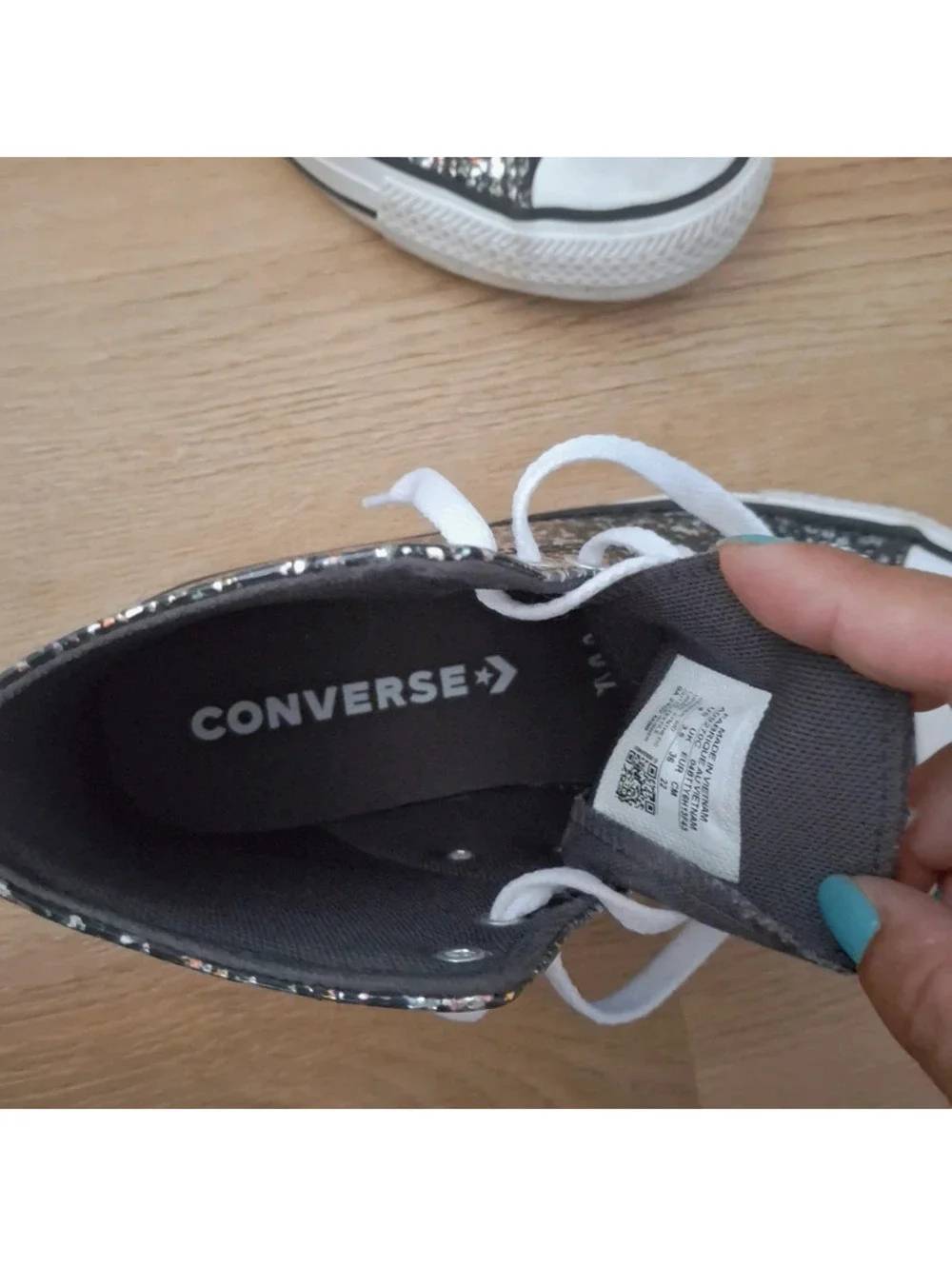 Converse Chuck Taylor All Star High Top Sneakers | Silver Black Shoes size 4